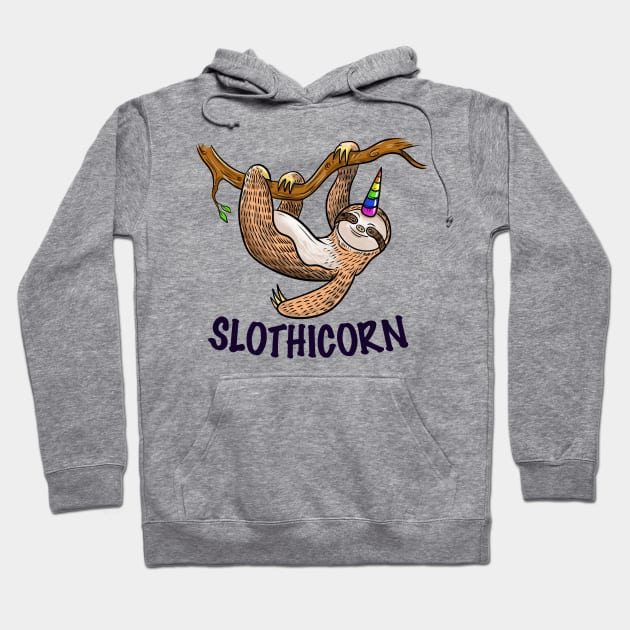 Sloth with unicorn horn Hoodie by FerMinem